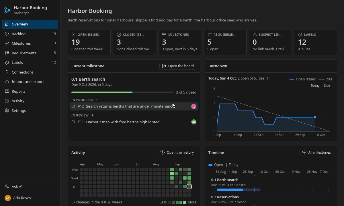 Adding, searching and filtering issues in the backlog